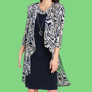 NWT R&M Richards Geometric Print Jacket Dress 2 Piece Set Size 14 Style# 3309
